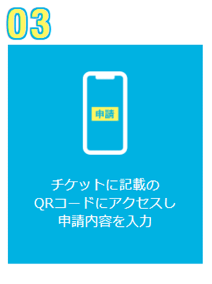 チケットに記載のQRコードにアクセスし申請内容を入力