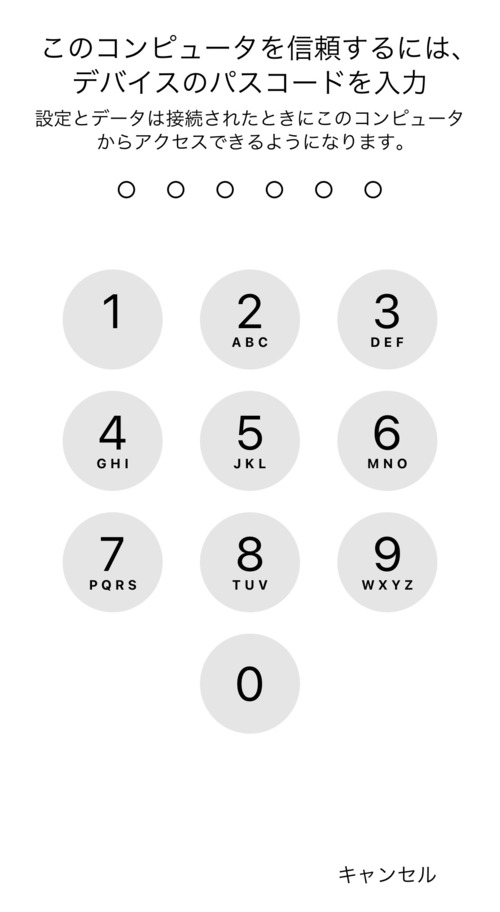 パスワード入力画面でiPhoneに設定されているパスワードを入力すると、アクセスが許可されます。