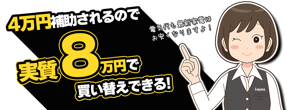 4万円補助されるので、実質8万円で買い替えできる